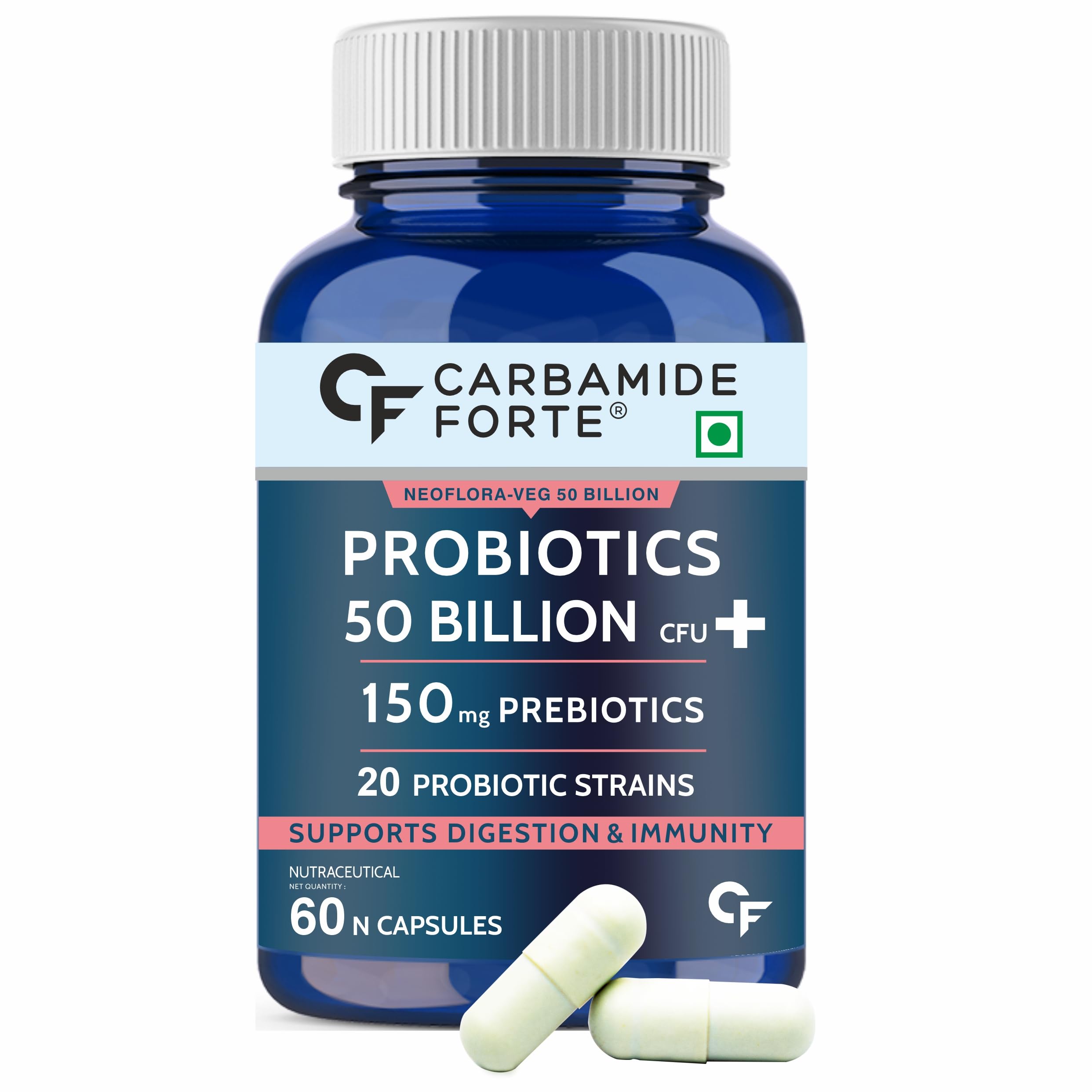 Carbamide Forte Probiotics Supplement 50 Billion CFU for Women & Men | Probiotics for Gut Health Supplement | Support Digestion & Immunity | Gut Health Probiotics – 10 Veg Capsules (B0CN2V5DKP) Amazon Price History, Amazon Price Tracker