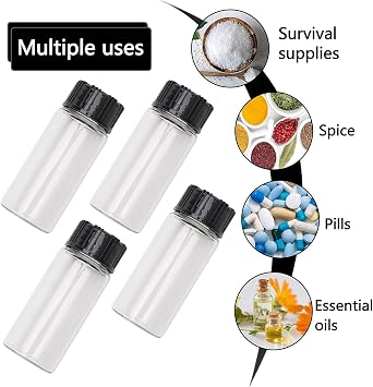 50Pcs Clear Glass Bottles, 10ml 1/3 Oz Liquid Lab Sample Bottles, Small Glass Vials with Screwcap, Mini Container With Lids for Liquids