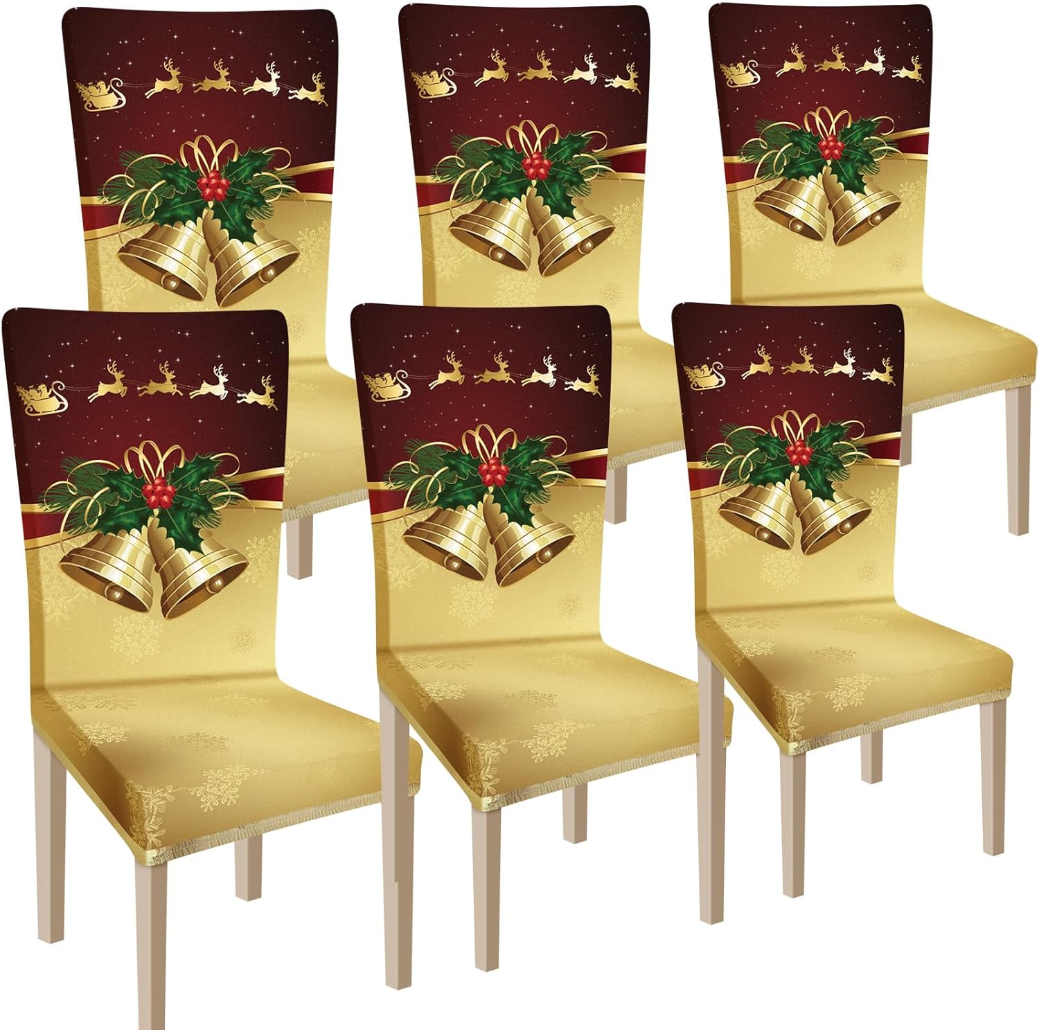 Ganeen 6 Pcs Christmas Chair Covers Merry Christmas Chair
