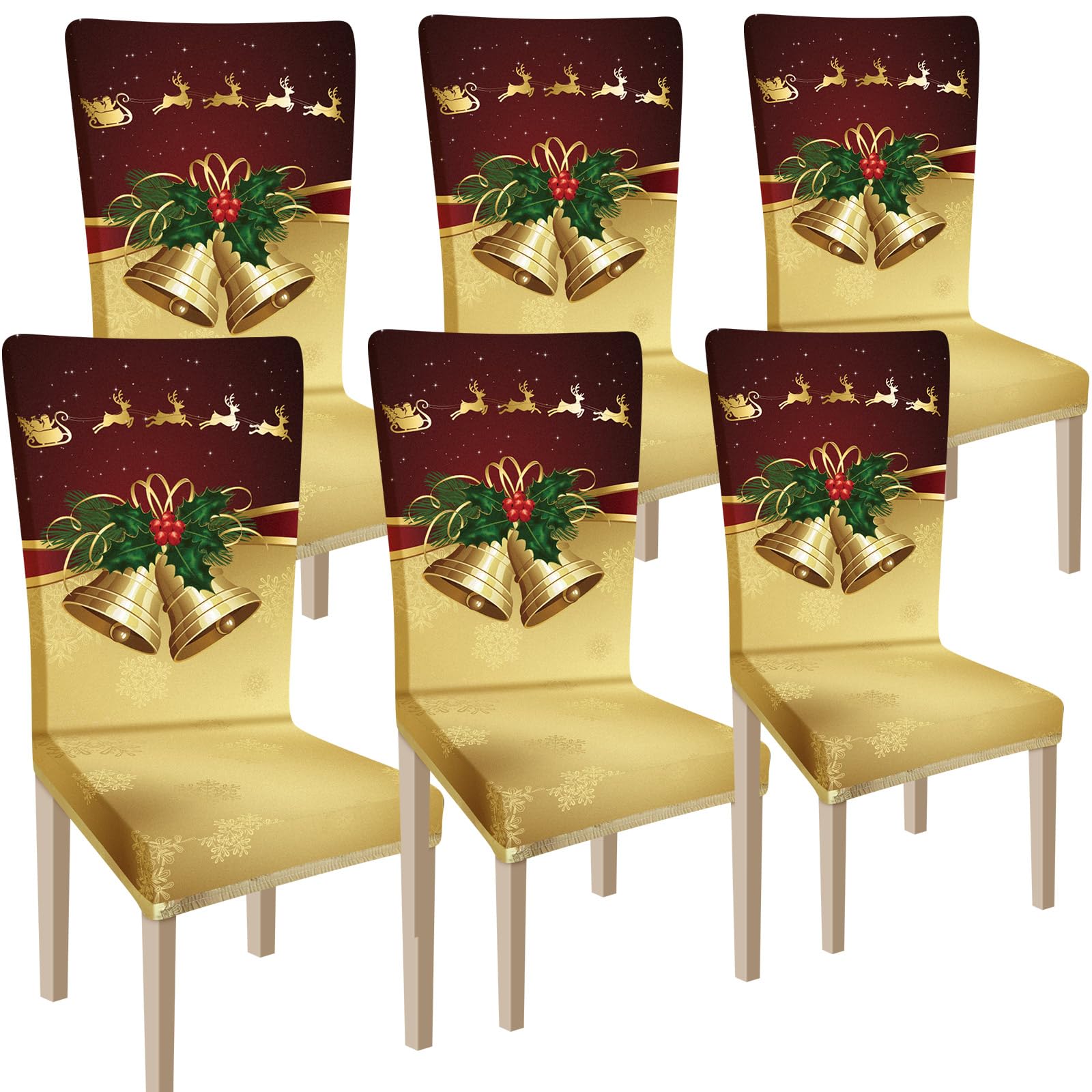 Ganeen 6 Pcs Christmas Chair Covers Merry Christmas Chair