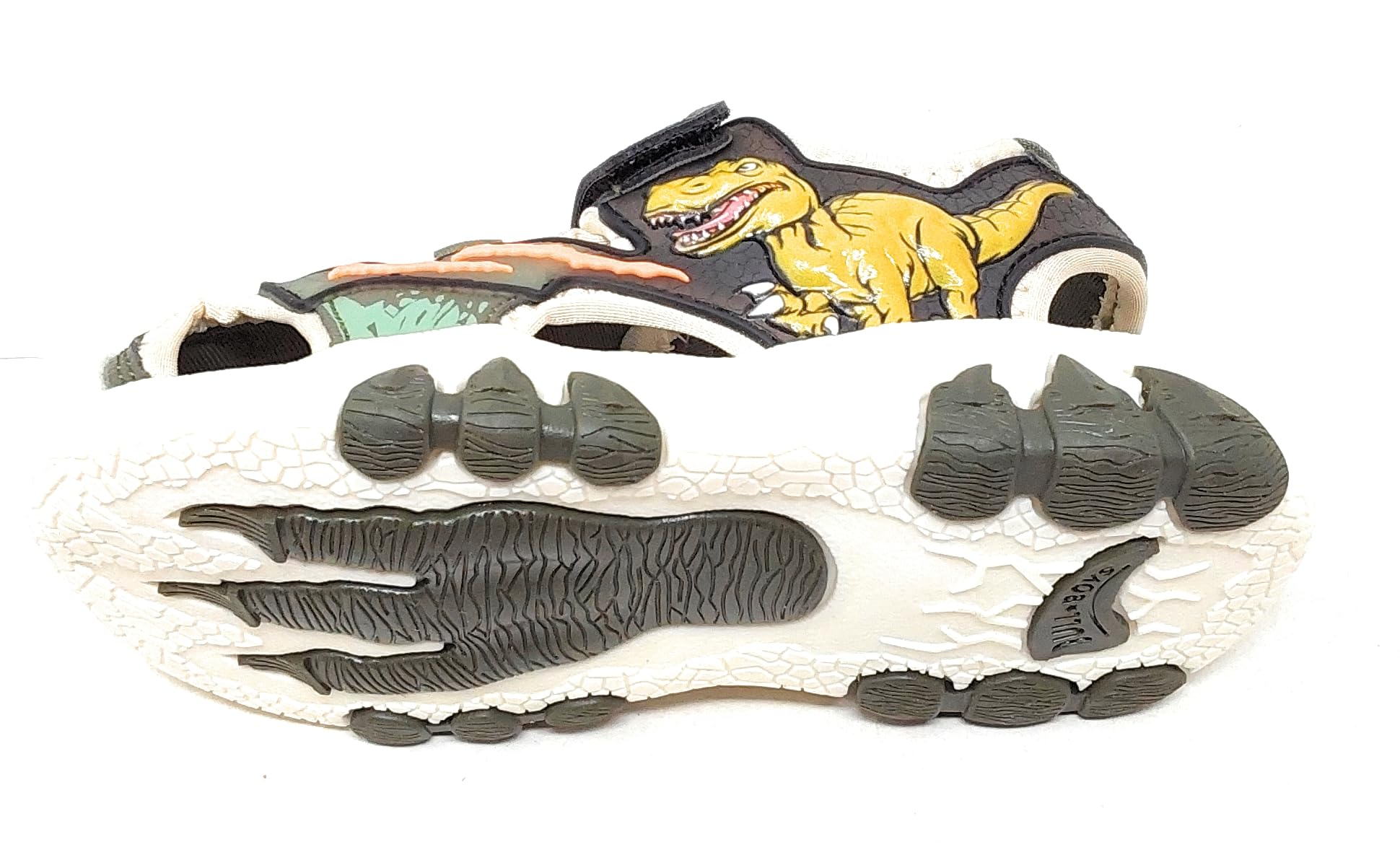 Bull Boys Sandali Sportivi per Bambini con audio Dinosauro T-Rex,Verde giungla,Strappo,Modello DNCR5190