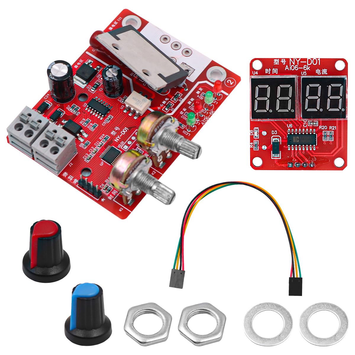 POFET Scheda di Controllo per saldatrice a Punti 100A Display Digitale Modulo per Saldatura a Punti Amperometro per temporizzazione del Pannello del Controller di Corrente e Tempo