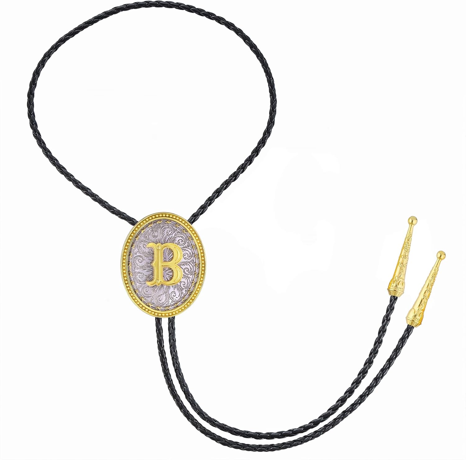 GelConnie Western Ties for Men Gold Bolo Tie Initial Letter A to Z Native American Bola Ties Cowboy Accessories for Men Women - Image 9