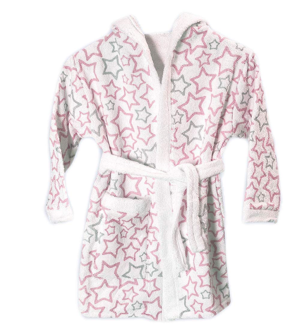Ti TIN Terry Children's Bathrobe, 80 cm, Bathrobe for Children from 1 Year, 100% Cotton, Baby Bathrobe with Star Print, Blue