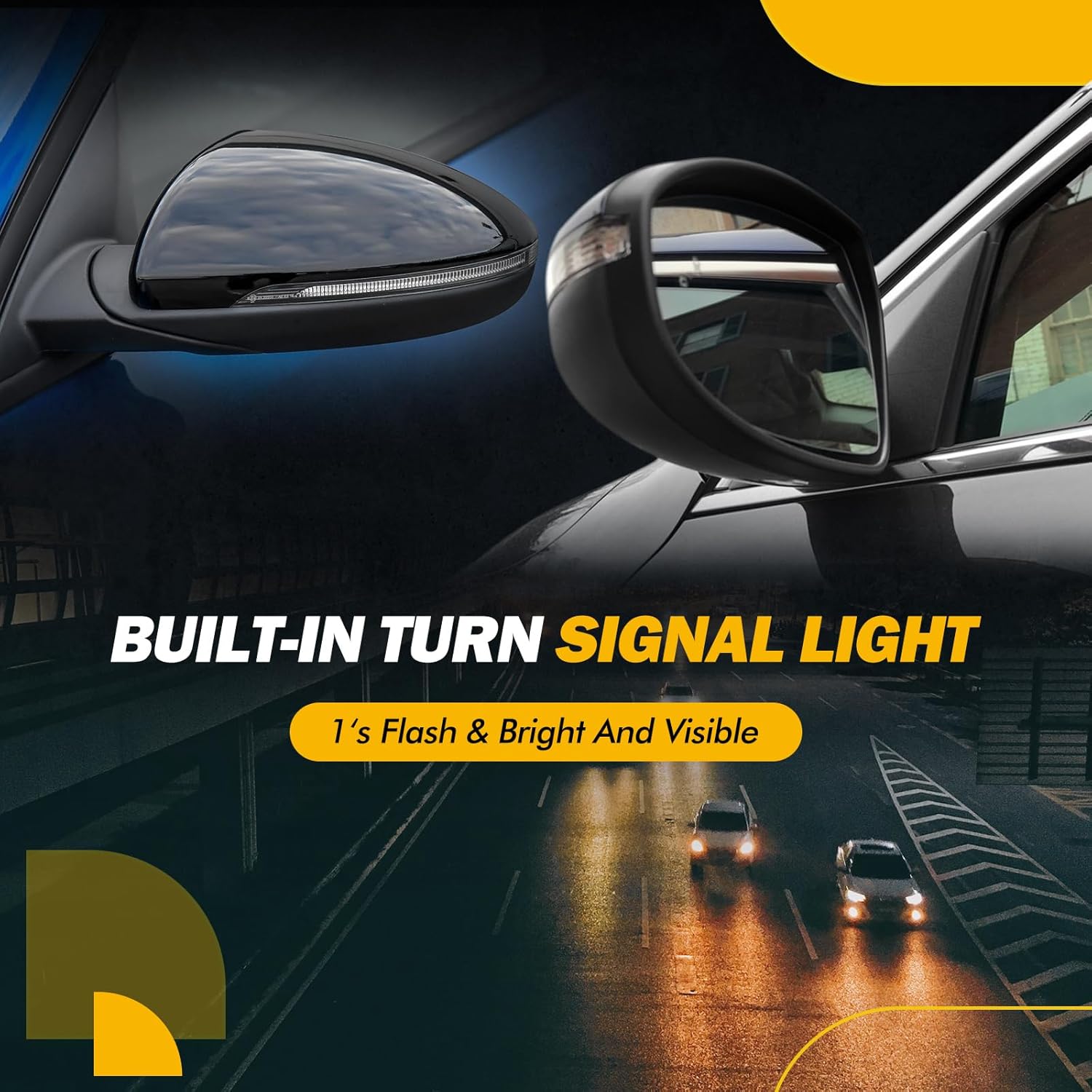 19-24 Left Driver Side Mirror Compatible with KIA Forte 2019 2020 2021 2022 2023 2024, W/Blind Spot Indicator/Heated/Manual Folding/Power Glass Door Mirror Replace 87610M7090 KI1320225 (8 pins)