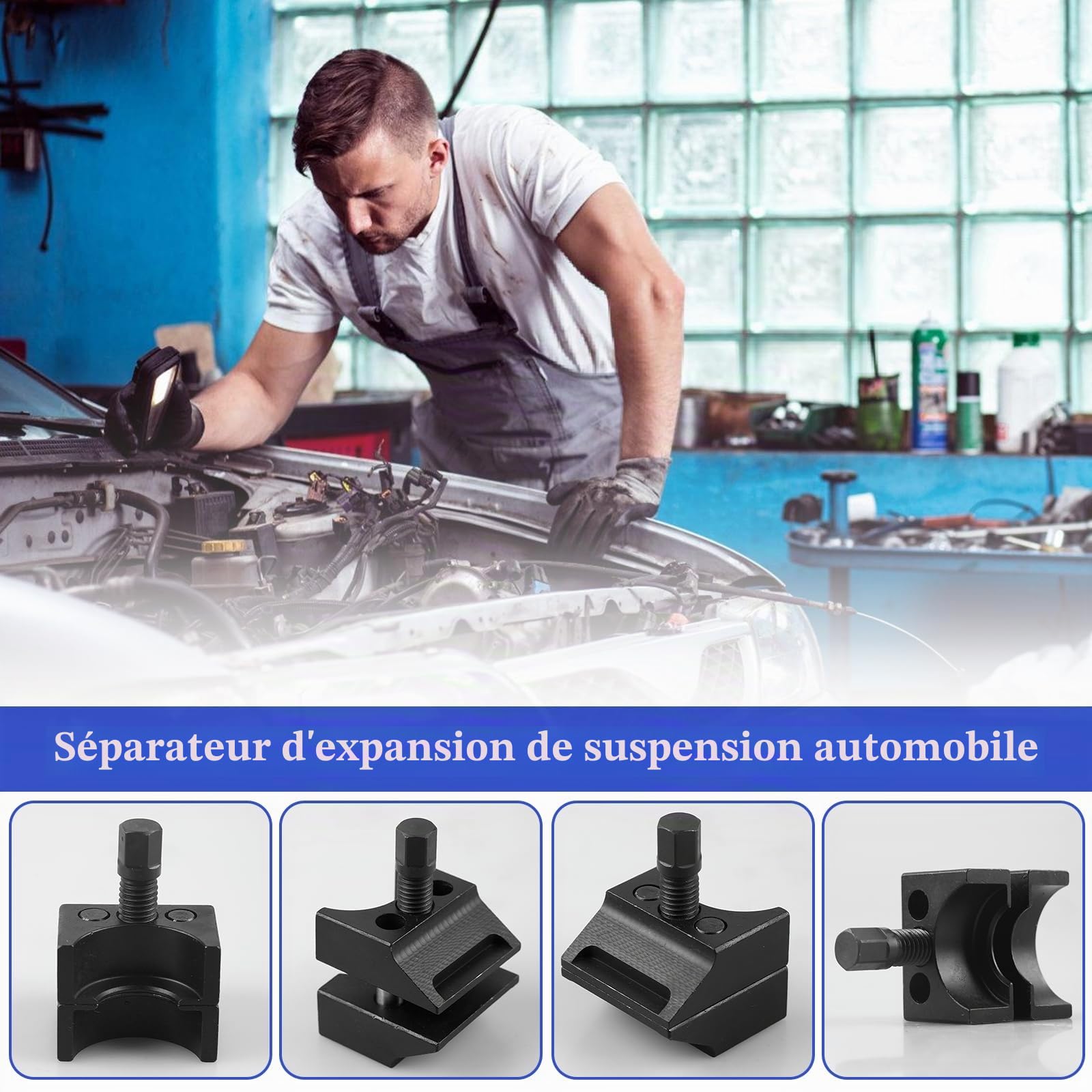 Écarteur de Jambe de Suspension Fendue: Outil D'écartement de Jambe de Suspension, Outil D'écartement de Jambe de Force à Moyeu Divisé, Épandeur de Fusée D'essieu (Noir)