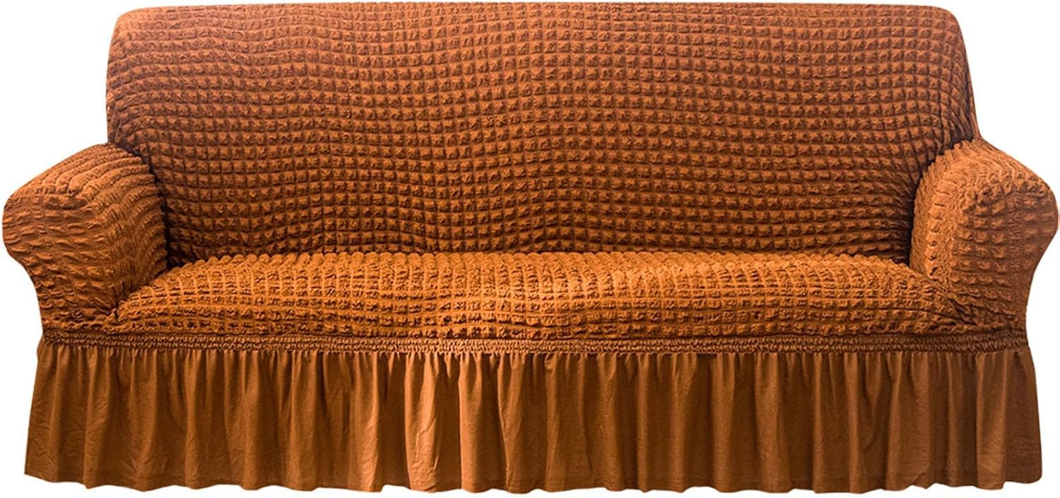ZJGFCB Stylish Durable Fabric Couch Covers,Super Stretch Sofa Cover For Sectional Sofa,Stylish Non-Slip Sofa Slipcover With Skirt Furniture Protector(Size:1 Seater/90-140cm,Color:R)