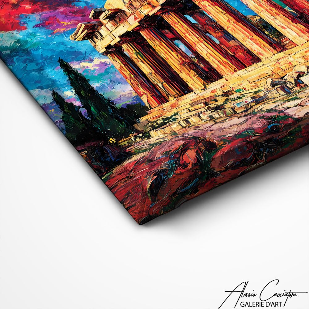 Alessio Cacciatore Quadro architettura greca antica - Decorazione da parete storica - Cornice con stampa Partenone Atene - arte da parete classica - Idee Deco per ufficio professionale (40 x 30 cm)