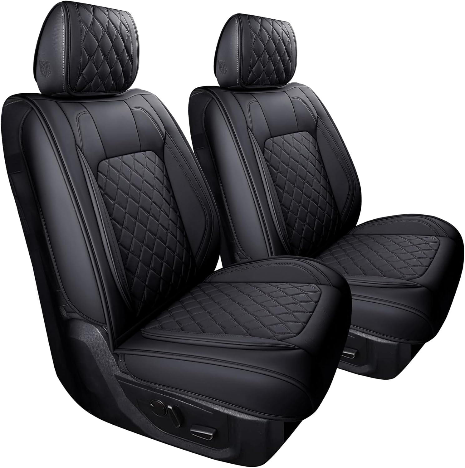 Aierxuan Dodge Ram Front Seat Covers Custom Fit 2009-2025 1500/2500/3500 Truck Pickup Crew Quad Regular Cab Heavy Duty Waterproof Leather Airbag Compatible Cushions(2 PCS Front/Black)