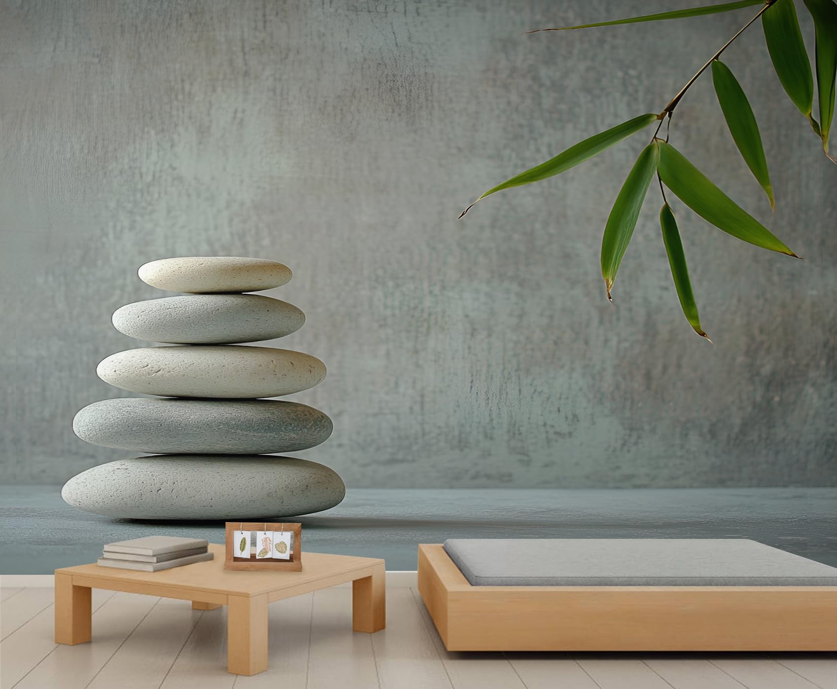 Papier peint spa et bambou vert décoration murale paysage chinois pour chambre 490x350cm