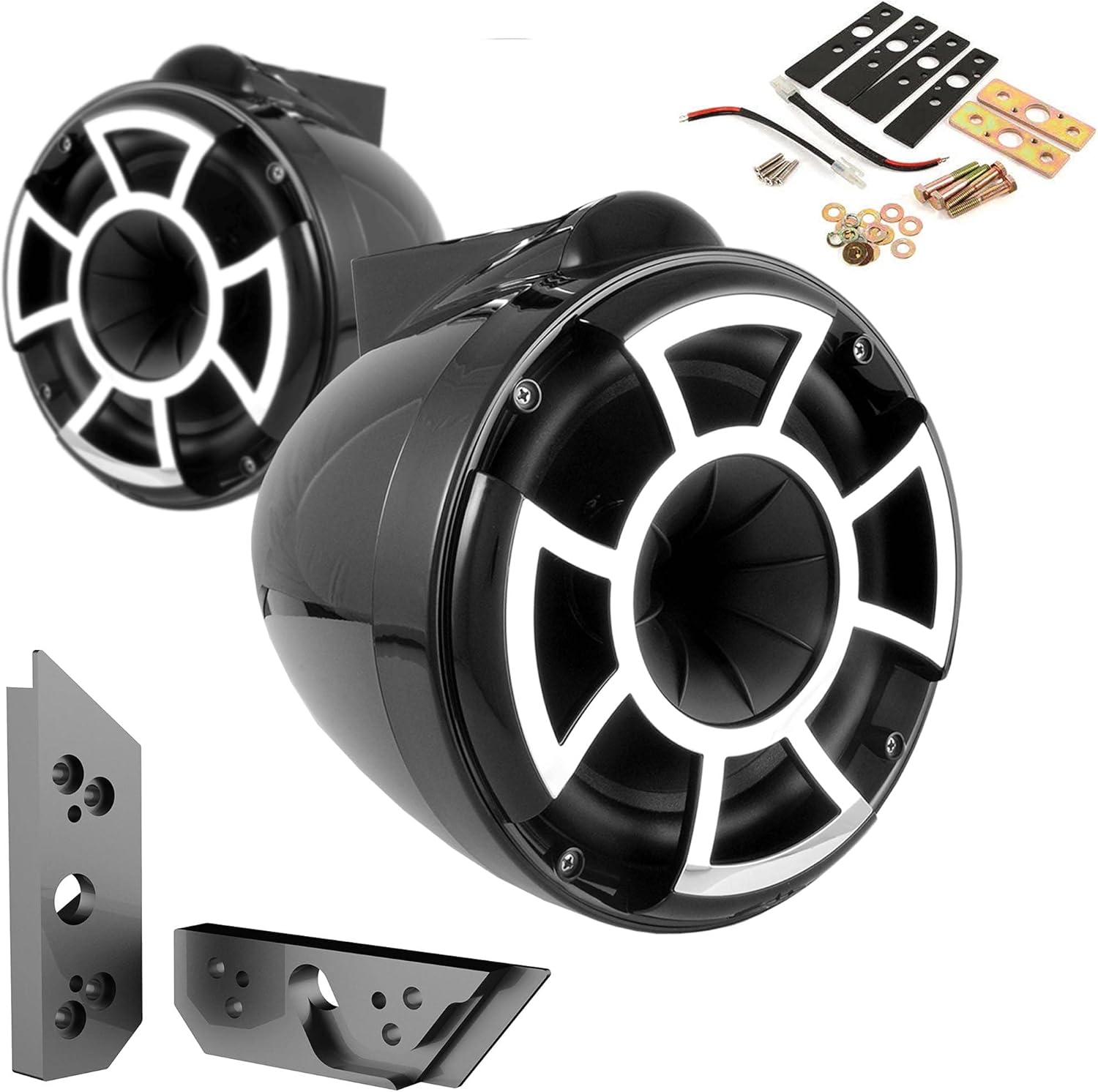 Wet Sounds REV8B-X 8" Black Fixed Tower Speakers with Malibu G5 Tower Adapters