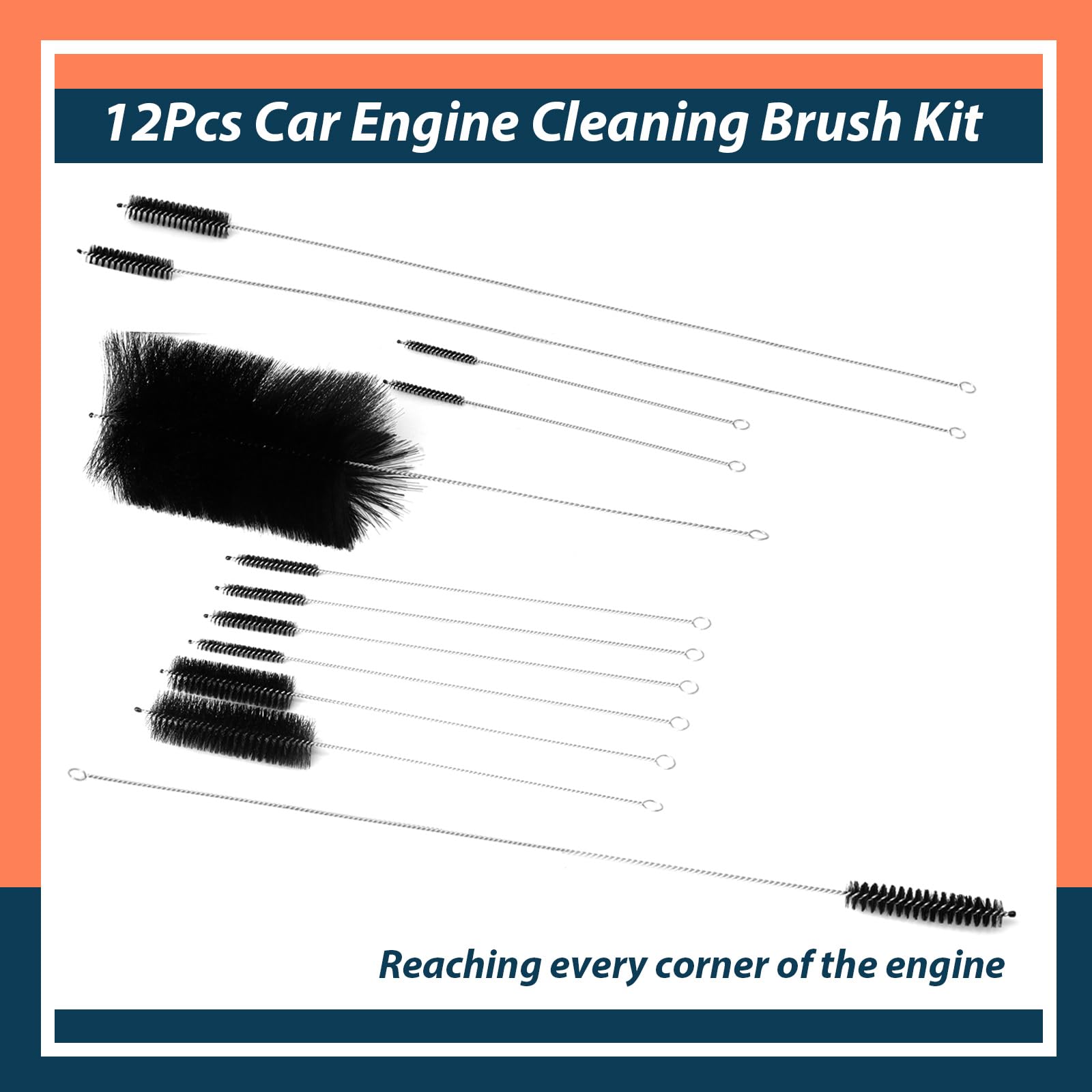 Lot de 12 brosses de nettoyage de voiture 61820 en fil d'acier inoxydable et nylon
