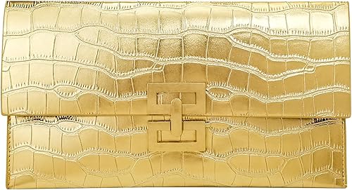 Bolso de mano metálico para mujer, diseño de cocodrilo, bolso de noche en relieve, para bodas y fiestas Dorado