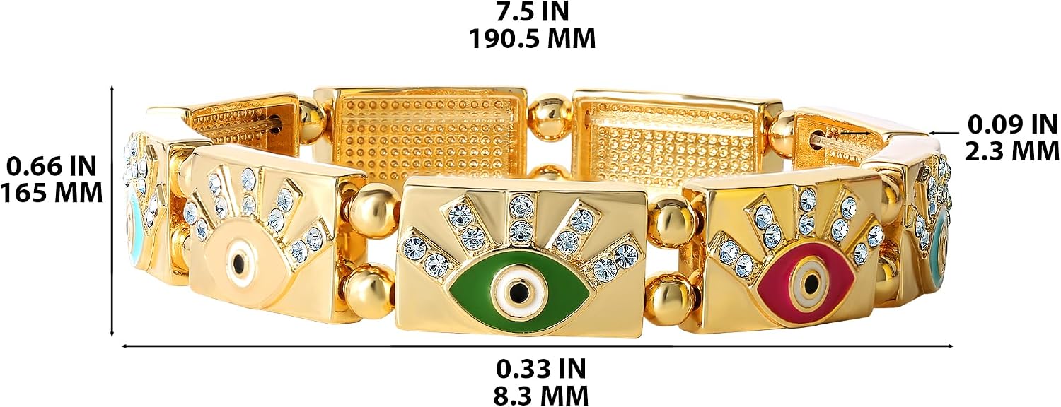 Jessica Simpson Womens Evil Eye Bracelet, Gold-Tone Evil Eye Bracelets for Women Turquoise and Rhinestones