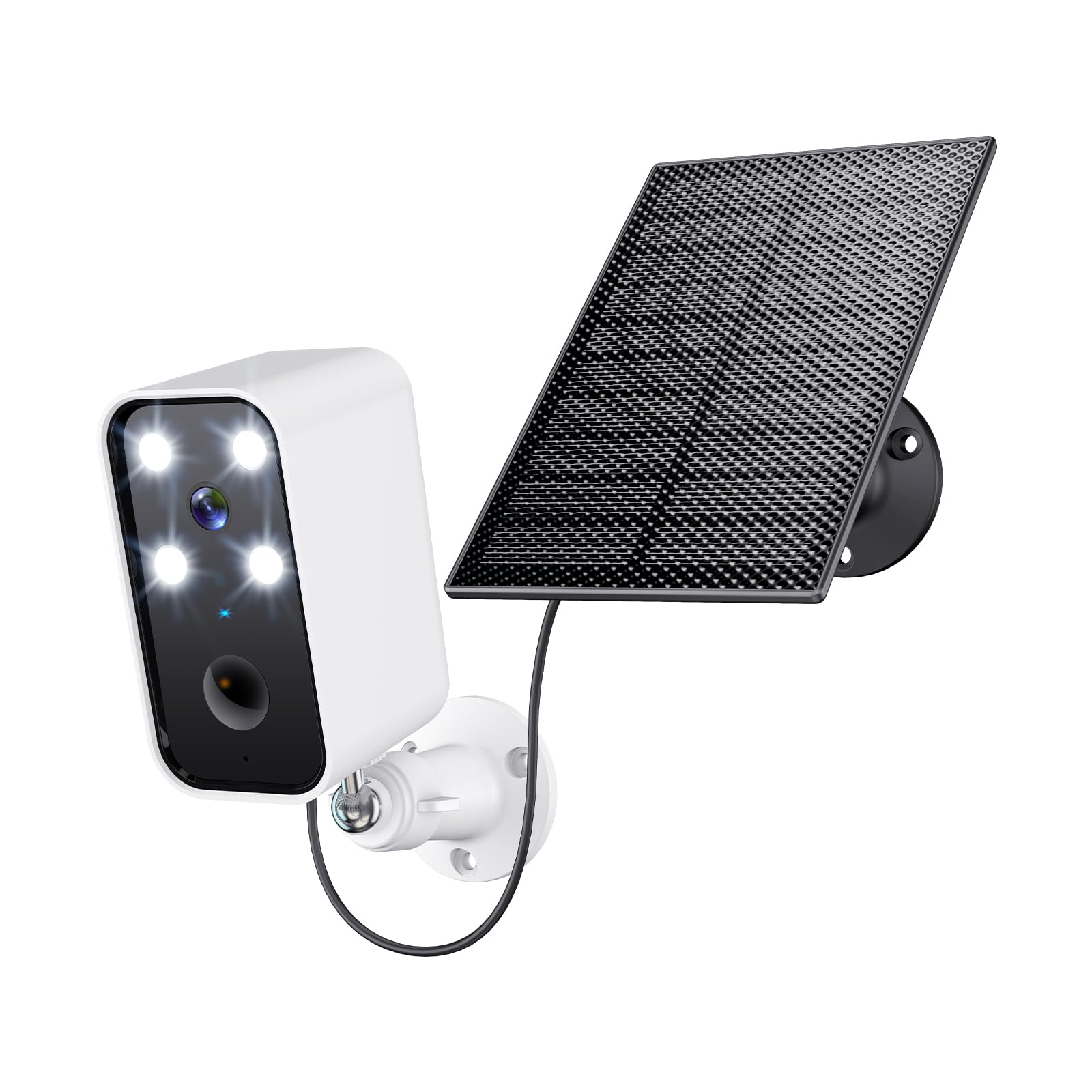 Solar Security Cameras Wireless Outdoor, Wi-Fi Solar Camera Outdoor Wireless for Home Security Outside, No Monthly Fee, Motion Detection, Spotlight, Siren, Alexa Compatible, Only 2.4G Wi-Fi