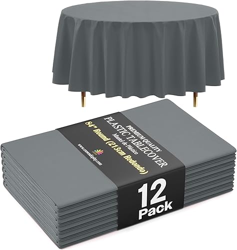 Miniatura 27 de Exquisite Mantel Redondo Premium Azul Claro 66% Más Grueso 0.5 Mil Paquete de 12 Manteles de Mesa de Plástico Desechables de 84 Pulgadas Mantel Azul