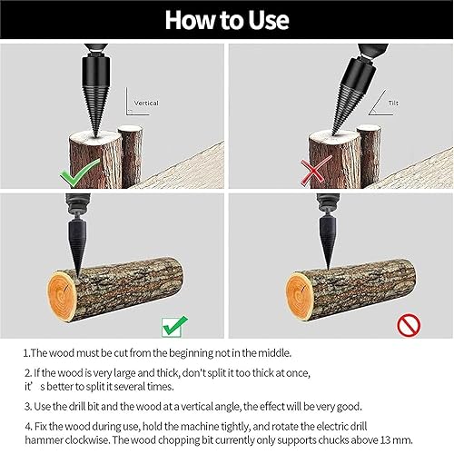 Miniatura 5 de Sherem - Broca fácil de dividir, broca Sherem Easysplit, brocas divisoras de madera, divisor de troncos de leña, broca desmontable, taladro