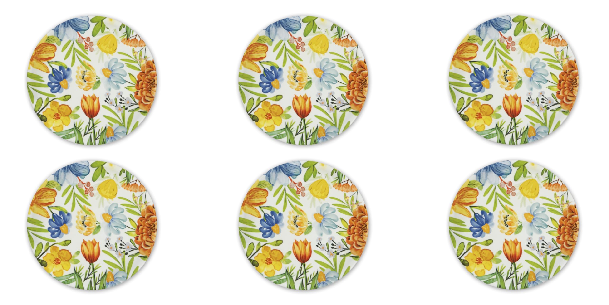 Excelsa Blooming Set 6 Piatti Pizza, Diametro 31 Cm., Porcellana, Multicolore
