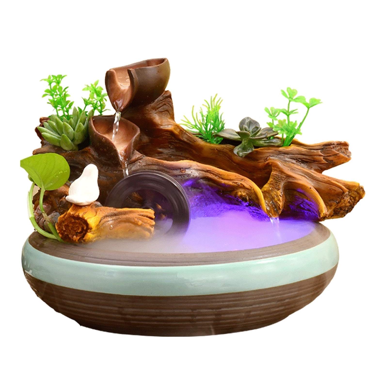 Fontana Interni Tavolo Cascata/Feng Shui Fontana 3 Tier Cascading Resina Fontana Quaint Tree Roots Falls Tableop Fontana Acqua Fontana Rilassamento Cascata Automatica Pompa Automatica e Atomizzazione