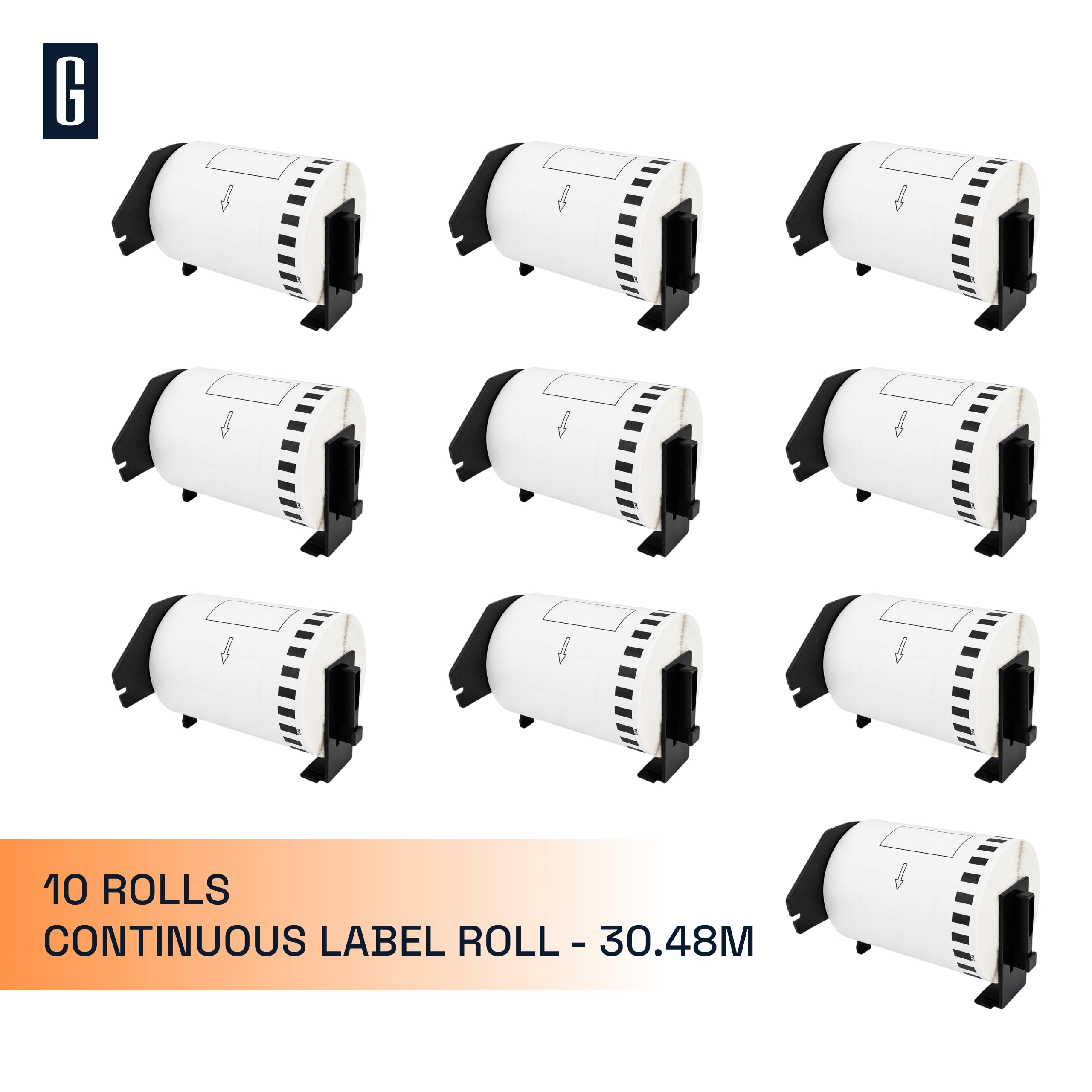 GROF DK-22246 Thermo Endlose Versandetiketten 103mm x 30.48m 10 Rollen | Selbstklebende Etiketten - für Brother QL-1050/1060N/1100/1110NWB - für DHL, GLS, DPD Paketversand, Onlinehandel & Logistik