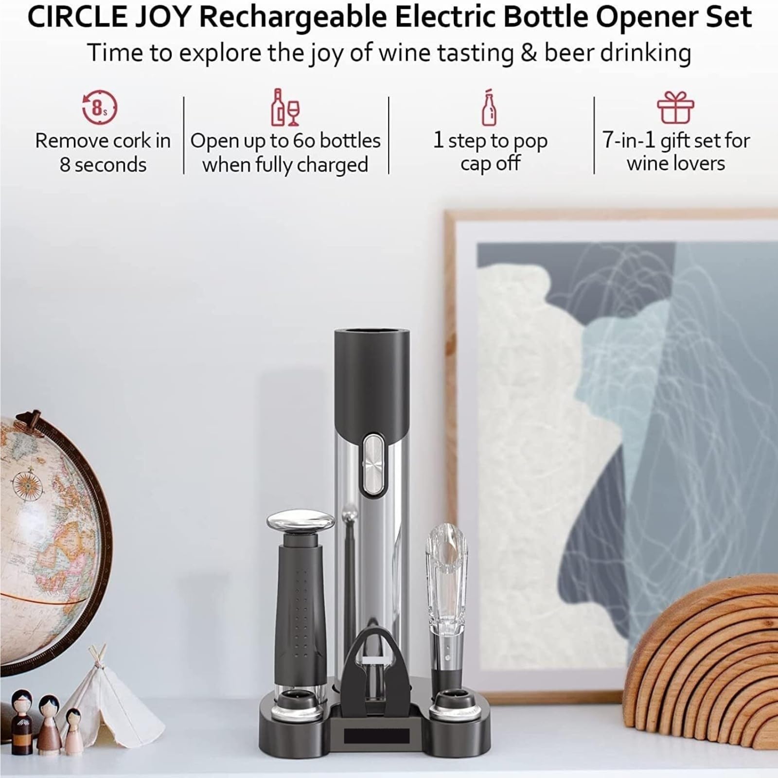 Abridores de Botellas, Abridor De Vino Eléctrico Recargable 7 En 1 For Reuniones Y Fiestas Casa Gadgets