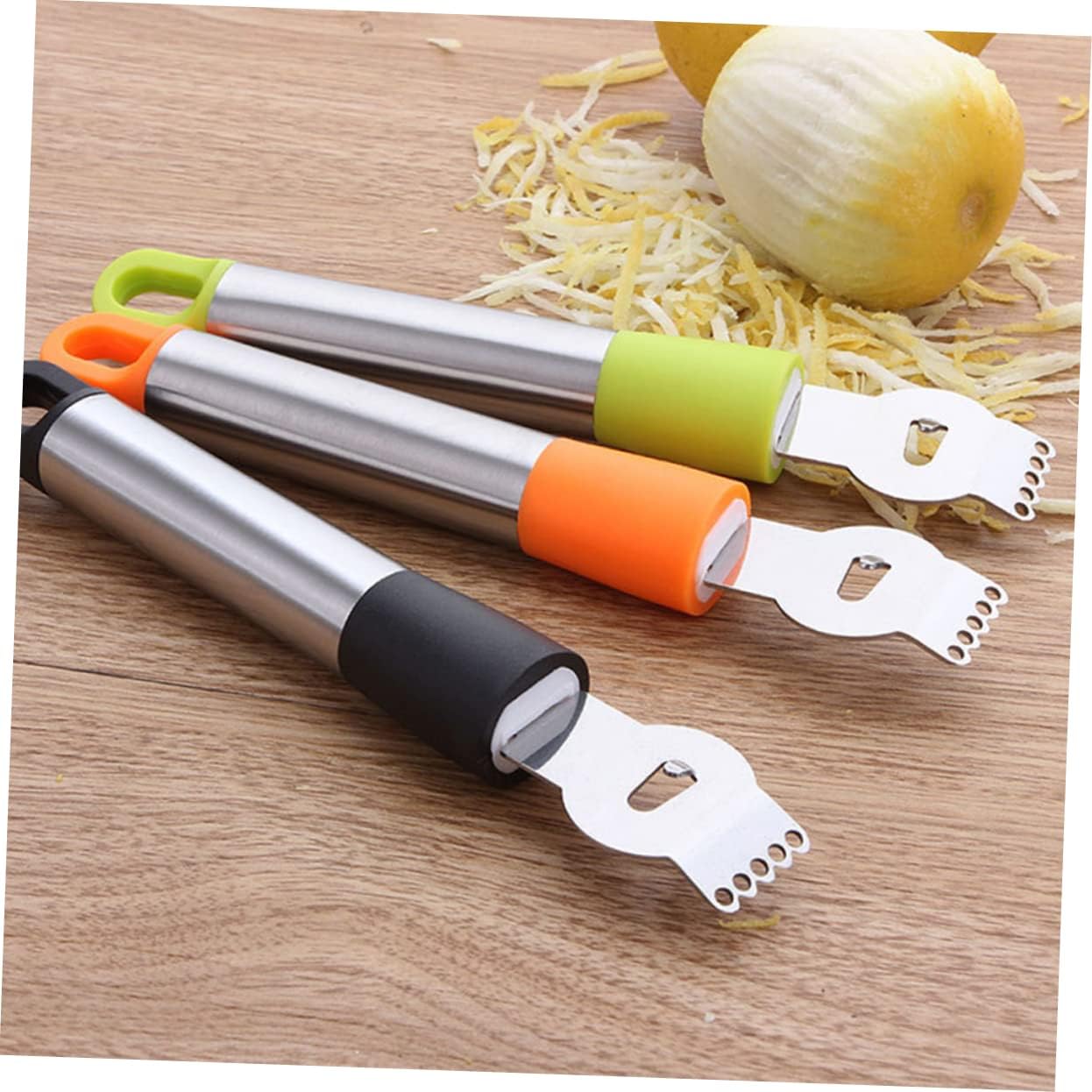 Stainless Steel Zester Peeler with Channel and Hanging Loop for Citrus