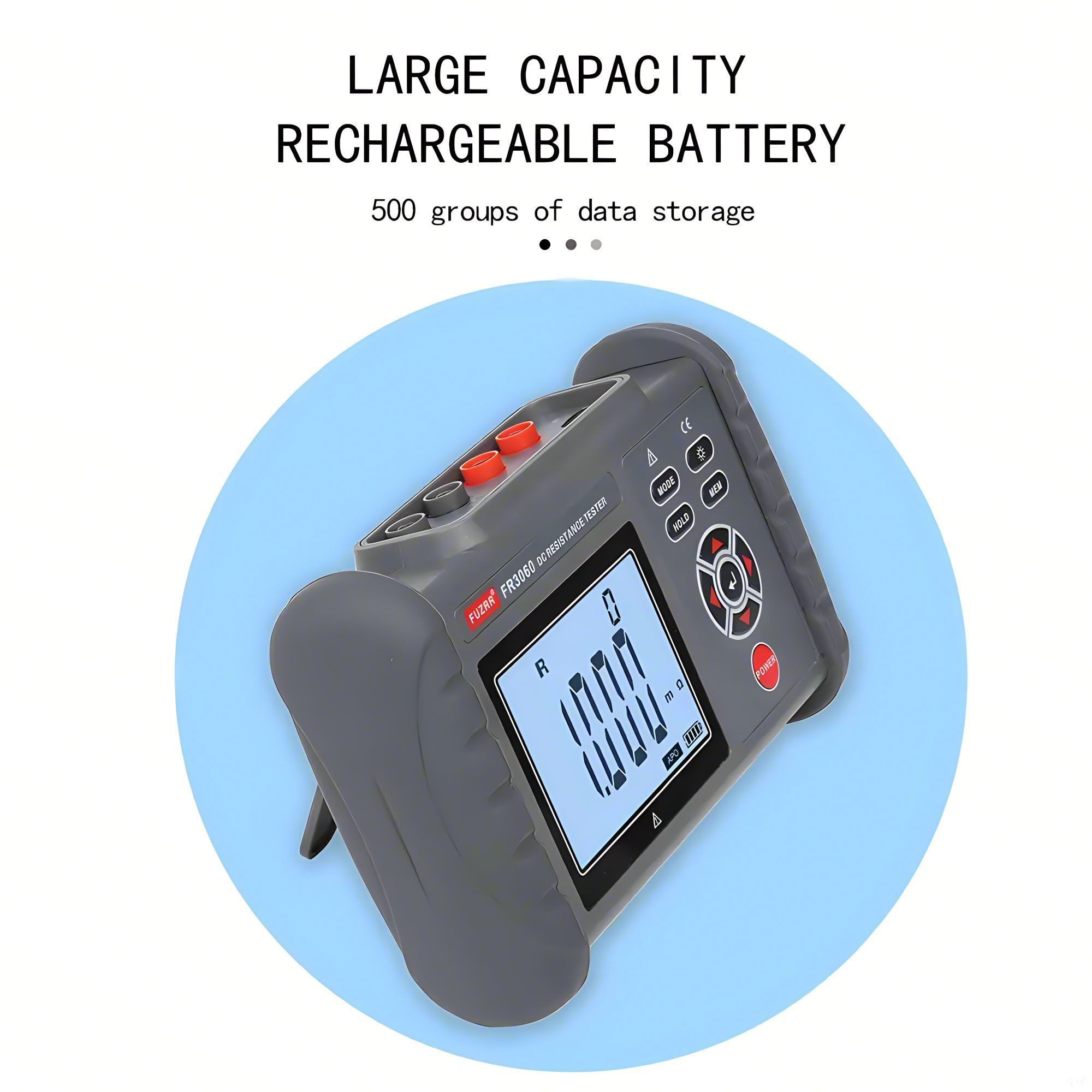 FUZRR FR3060A FR3060 High Precision Micro Ohmmeter Microhmmeter DC Low High Resistance Tester Portable Four-Wire Measurement 300.0K?(FR3060)