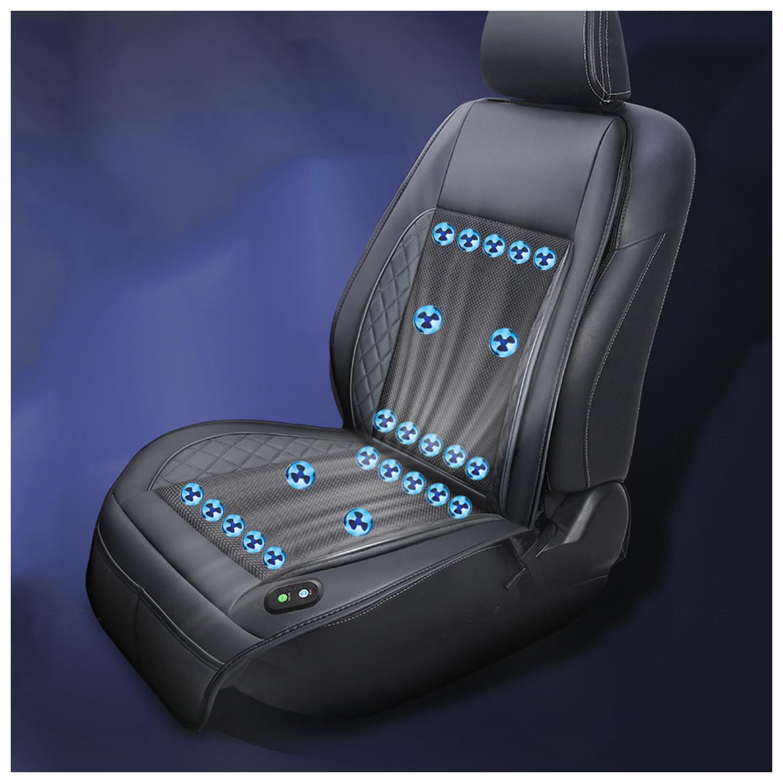 Sedile Ventilato Auto Con 24 Ventole, 3 Livelli Regolabili Coprisedile Auto Ventilato, Coprisedili Auto Estivi per Viaggiatori, Conducenti car,Black-12V