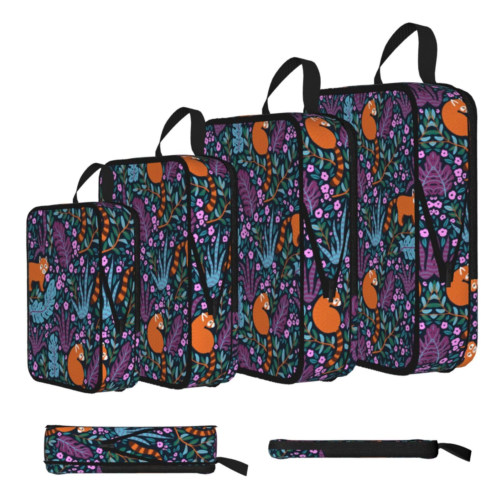 Esnaiuvcd Black Cat Print Print 4 Set Compression Packing Cubes For Suitcases,Expandable Storage Bags Organizers