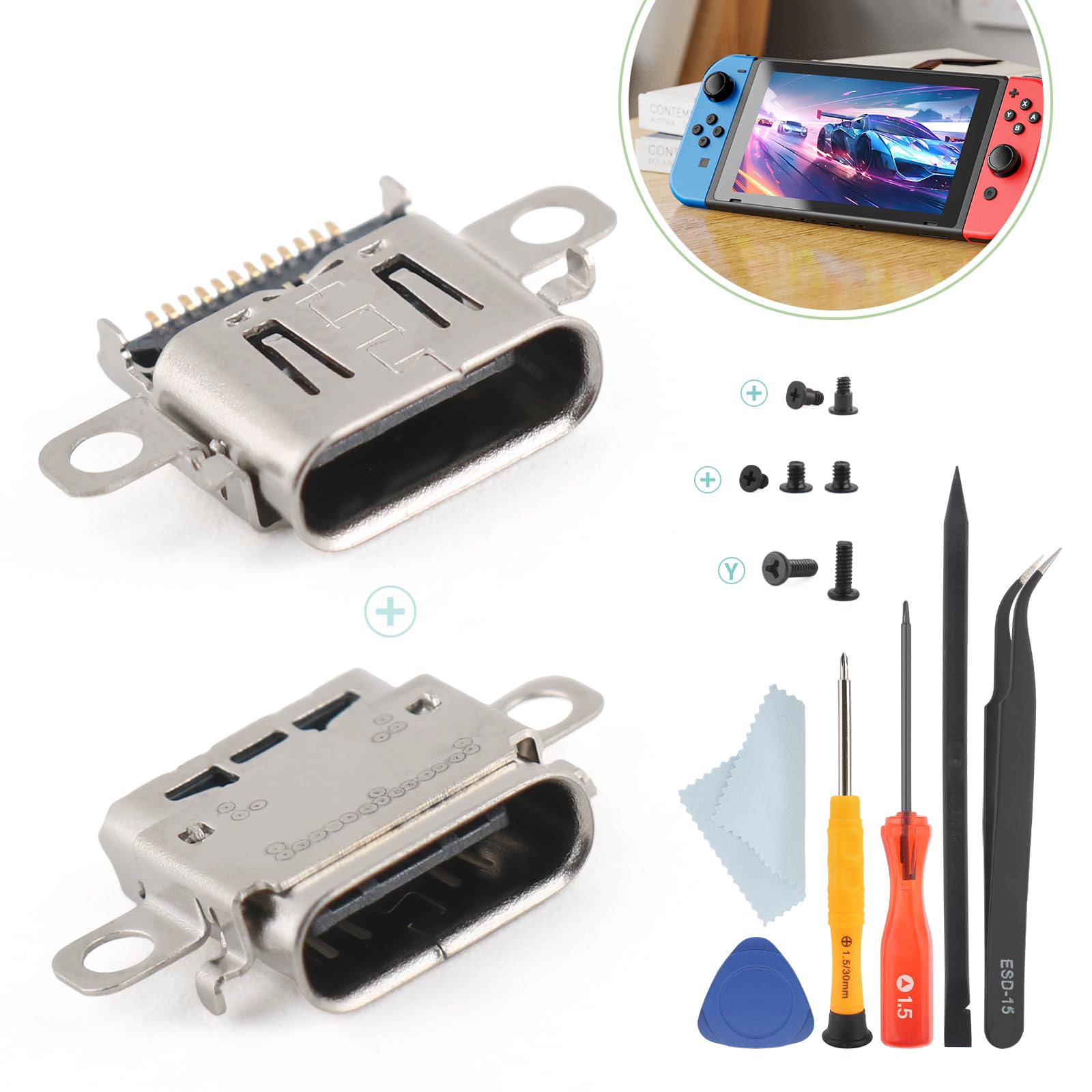 Pack for Nintendo Switch OLED Charging Port Replacement for Nintendo  Switch OLED Dock Connector NS Switch OLED USB Type C Charge Power Socket  Jack