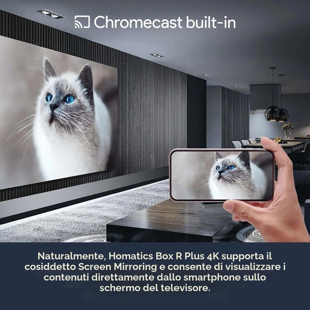 Homatics Box R 4K Plus Android 11 TV Media Player (Google, Netflix, Disney+, Prime Video, Google Play Store, 4K UHD, HDR, WiFi 6, Bluetooth 5.0, Telecomando vocale, Bianco)