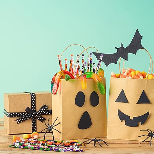Miniatura 5 de FINGOOO 48 lápices de Halloween para niños, varios lápices de Halloween a granel con borradores en 12 diseños, sin dulces, recuerdos de fiesta,
