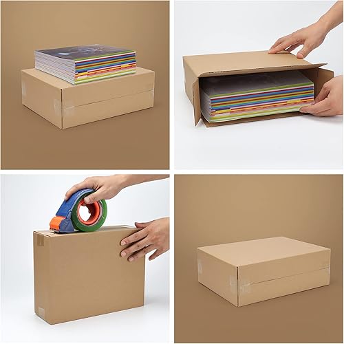 Miniatura 48 de CRUGLA Cajas de envío de 9 x 6 x 4 para pequeñas empresas, caja de embalaje de cartón corrugado, 25 paquetes Marrón,Blanco