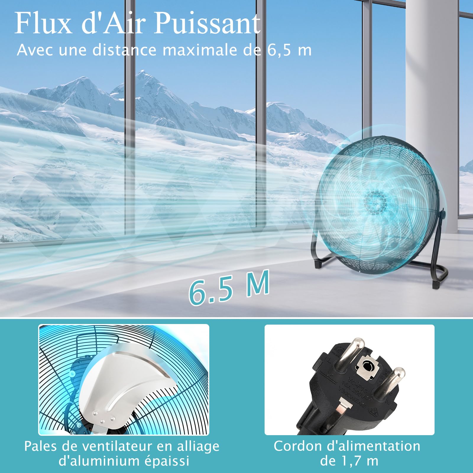 RELAX4LIFE Ventilateur de Sol Industrel Dia.60CM 160W 3 Vitesses, Ventilateur à Tambour 24 Pouces Mobile avec Poignée pour Magasin Garage Usine Cuisine Gym