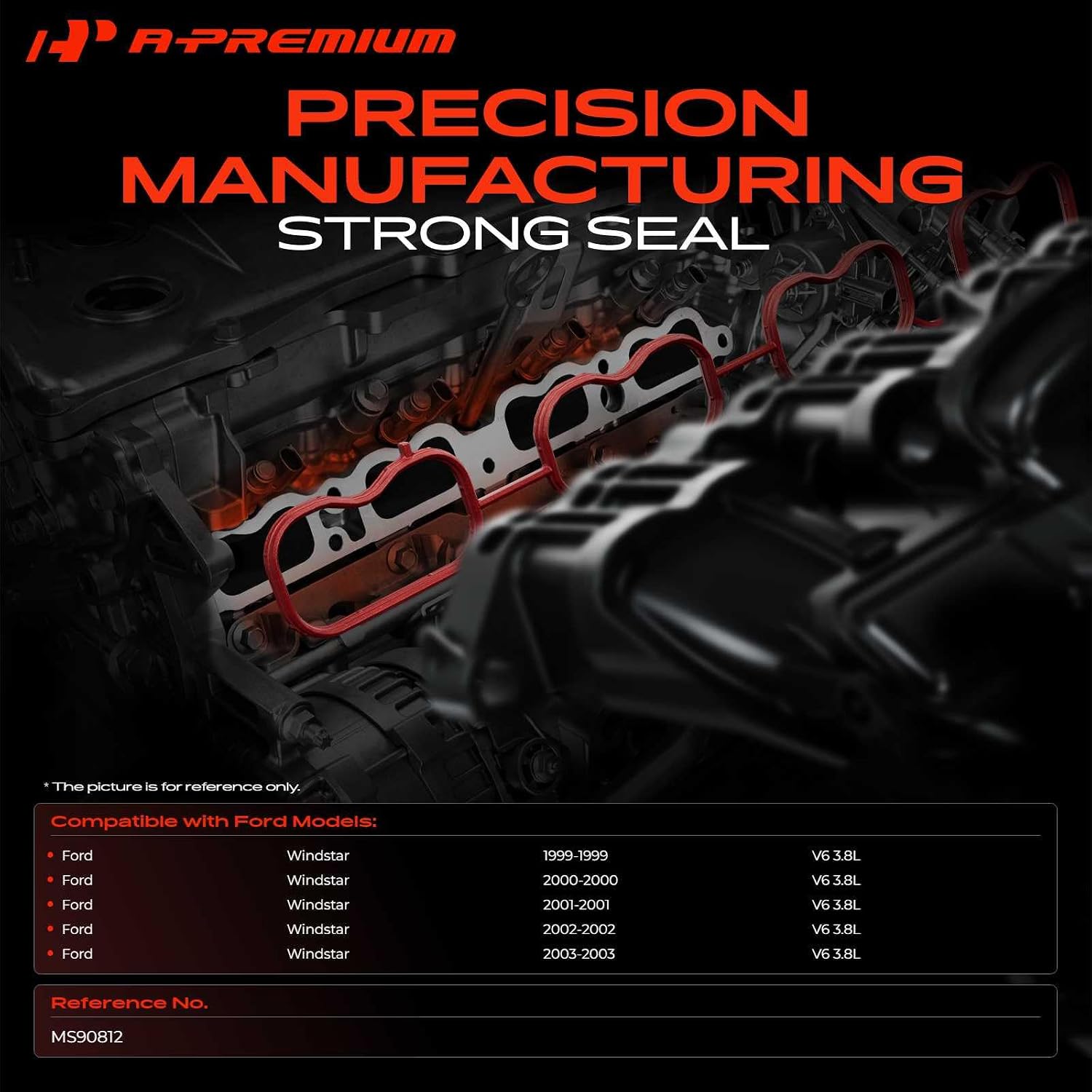 A-Premium Upper Fuel Injection Plenum Gasket Set Compatible with Ford Windstar 1999 2000 2001 2002 2003, 3.8L