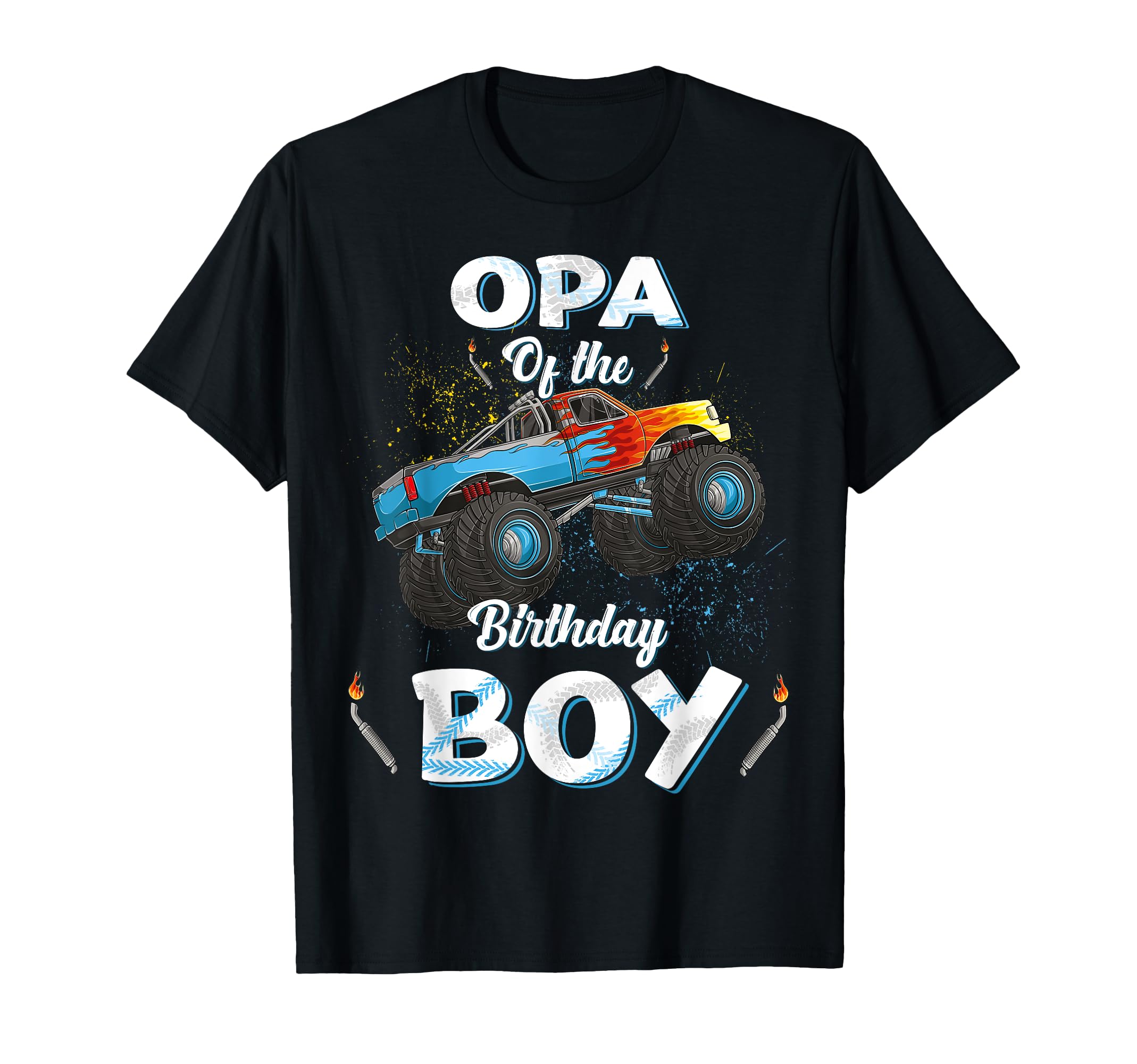 Opa Of The Birthday Boy Monster Truck Bday Men Grandpa T-Shirt