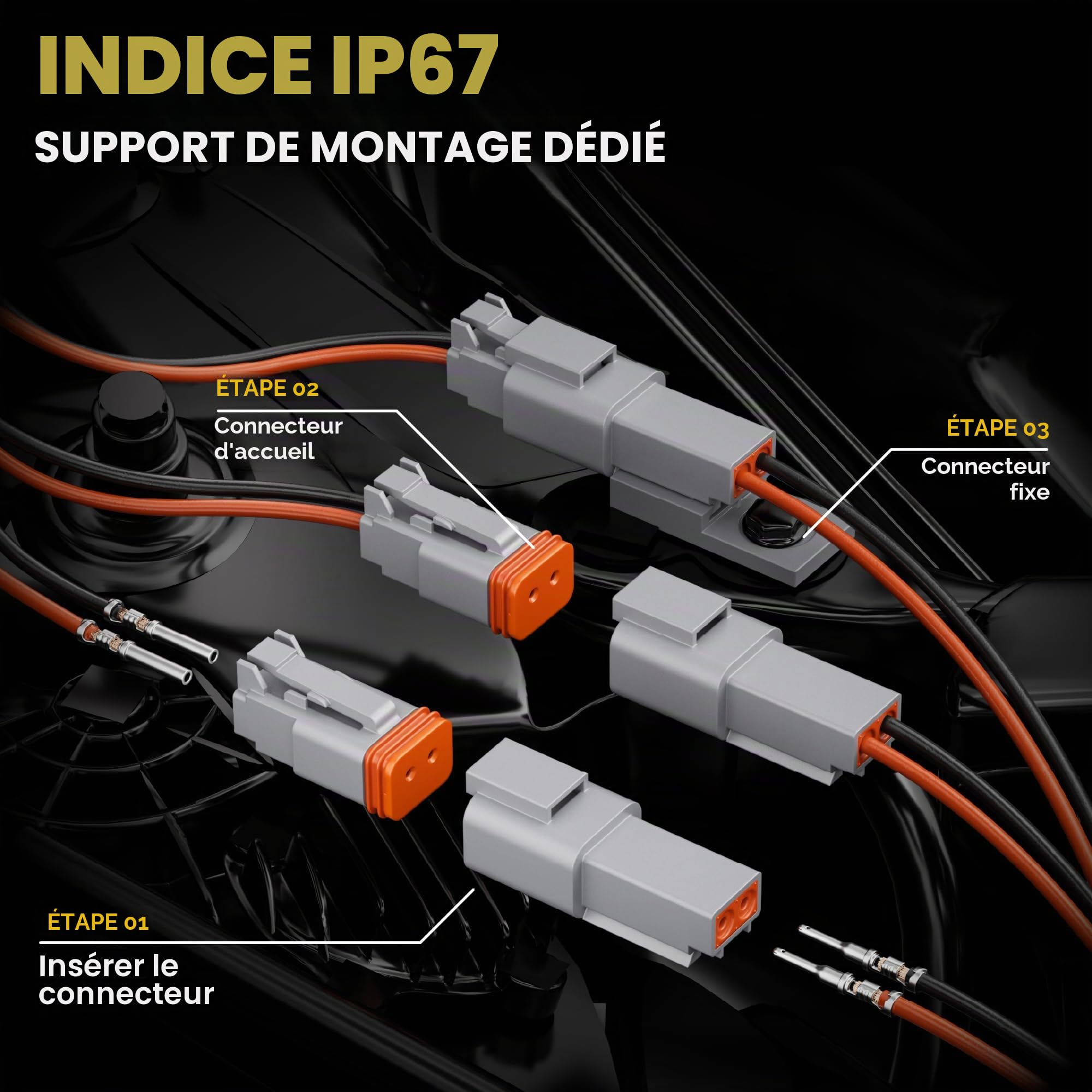 DxCRIMP Kit Pince à Sertir pour Connecteurs Série DT, 2-6 Broches Connecteurs Étanches, Contacts Estampés T16 (22–14AWG/0.34-2.5mm²), Pince à Cliquet et Outils d'Extraction, Compatible avec Deutsch DT