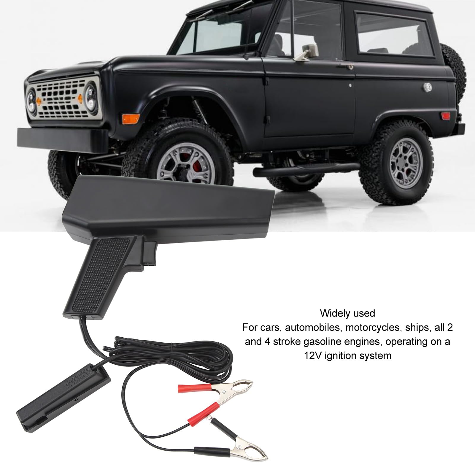 dsheng Luz Digital de Sincronización del Motor, Luz de Sincronización Inductiva Precisa de 12 V con Clips de Sensor, Herramienta de Sincronización de Luz Estroboscópica Ajustable para