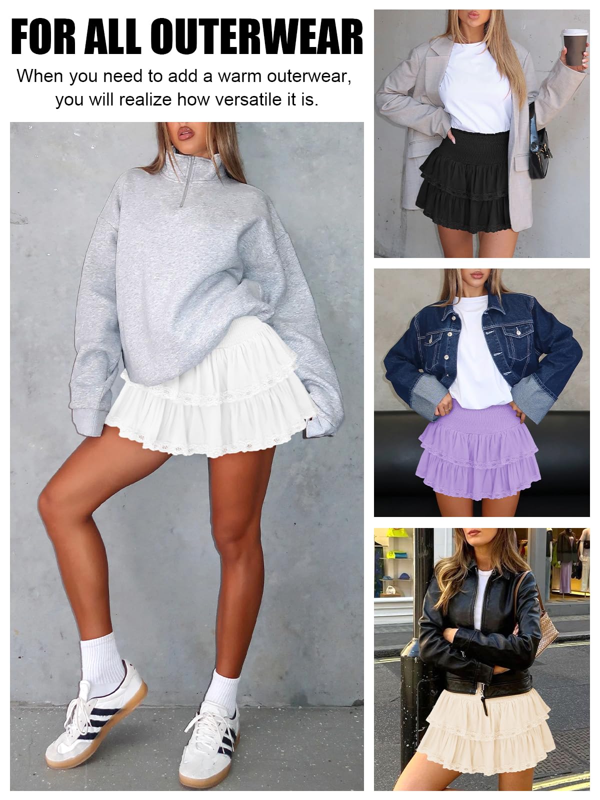 Mini jupe décontractée à volants pour femme, style bohème, taille haute, volants fluides, style bohème