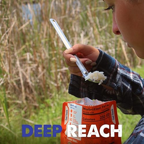 Miniatura 2 de Tapirus Juego de tenedor largo y cuchara larga  Utensilios de comer de acero inoxidable de alcance profundo para bolsa MRE  Mantén las manos limpias