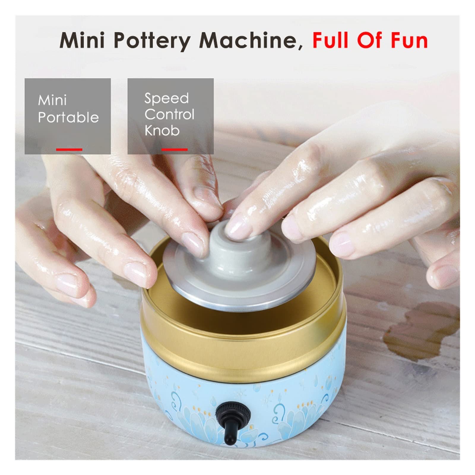 Mini tornio Elettrico per Ceramica, 2000 Giri/min, Fai da Te, Strumenti per Argilla, per Adulti e Bambini, con Vassoio, tornio per Ceramica, tornio per Ceramica Fai da Te, Arte in Ceramica