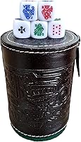 Vista 7 de marquez Juego de dados de póquer de copa con forro de cuero (cubilete)... Negro