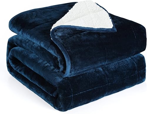 Alomidds Tamaño Twin de 12 libras, Manta con Peso para Adultos, Sherpa Esponjosa y Cálida y Franela Suave y Acogedora, Manta Gruesa y Pesada Ideal