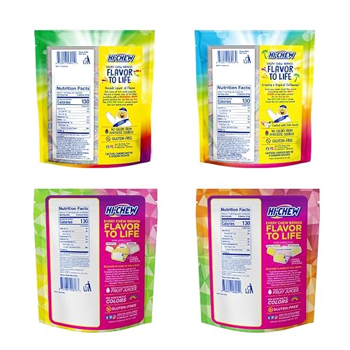 Miniatura 4 de HI-CHEW Mezcla variada a granel, más de 220 piezas, 4 bolsas de pie, combinaciones de frutas tropicales dulces y ácidos, dulces suaves y divertidos