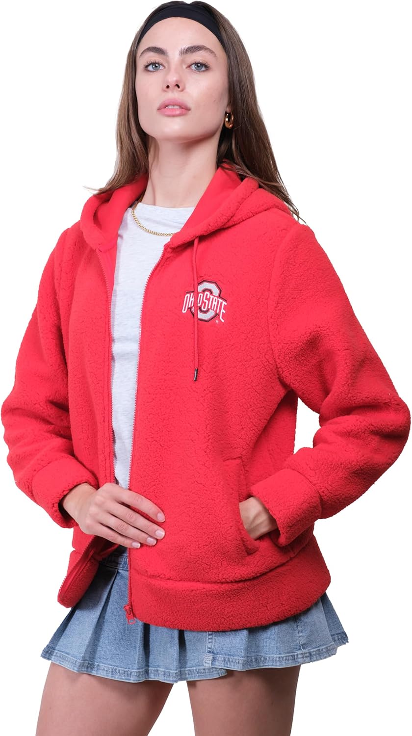 Ultra Game Women's NCAA Official Super Soft Sherpa Full Zip Hoodie Sweatshirt