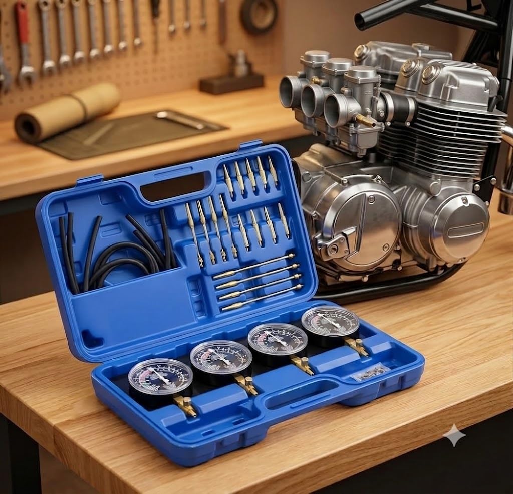 DHA Tester di sincronizzazione del carburatore per moto, tester di sincronizzazione del carburatore, tester di vuoto per 4 cilindri, moto, sincronizzatore di sincronizzazione, sincronizzatore di