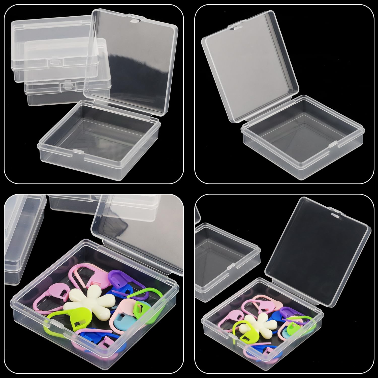 Prmape 30 Pieces Small Storage Box with Lid, 5.5 * 5.5 * 1.7cm Mini Rectangular Plastic Boxes - Image 3