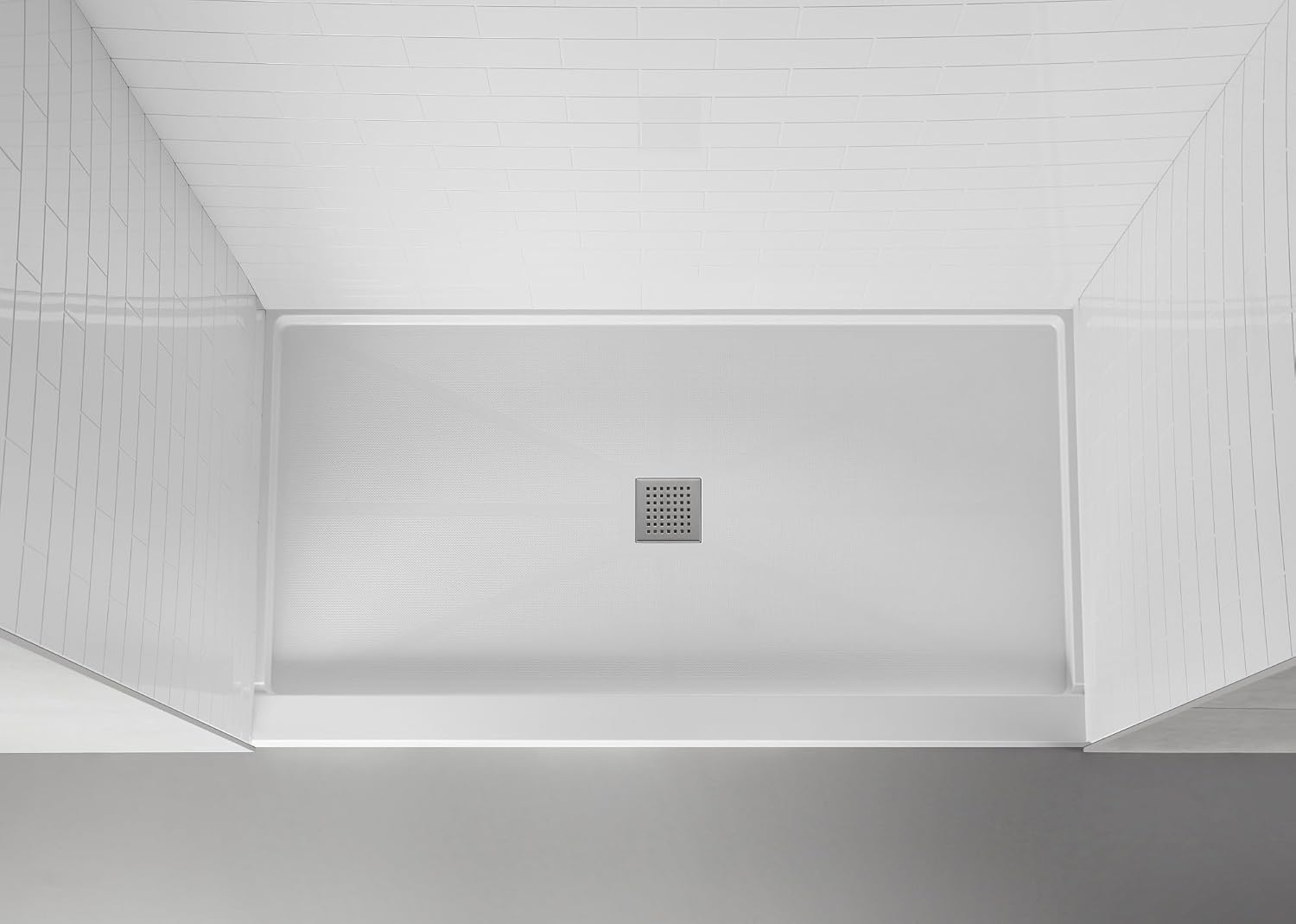 48" x 36" Rectangle Shower Base with Center Drain – Upgraded SMC Shower Pan with Drain, Slip-Resistant Surface, Cut to Fit Shower Base
