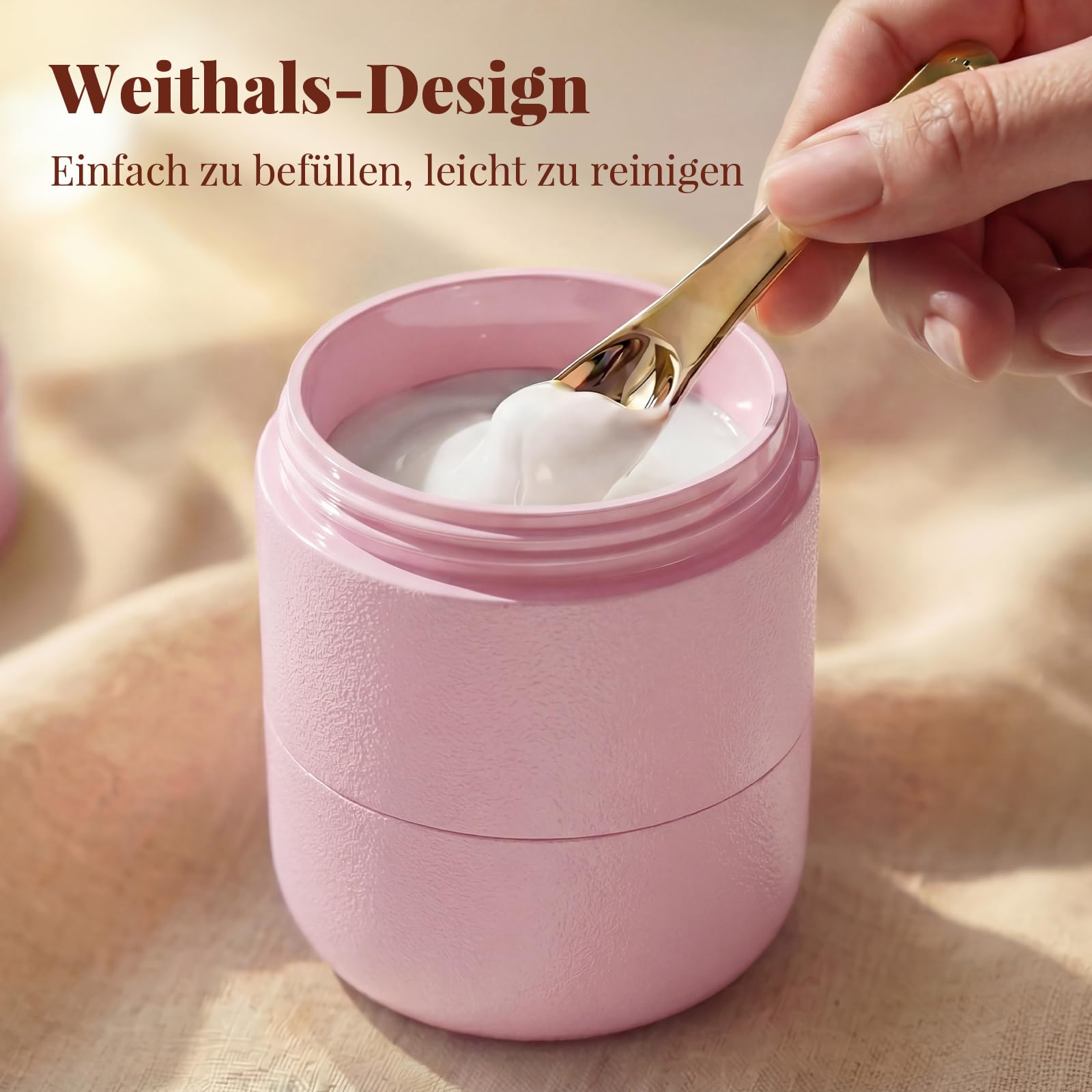 Reise-Toilettenbehälter auslaufsicher, TSA-zugelassene Reisebehälter aus PLA mit 5 magnetischen Etiketten, Weithals-Design, Rosa, 3er Set, 60 ml