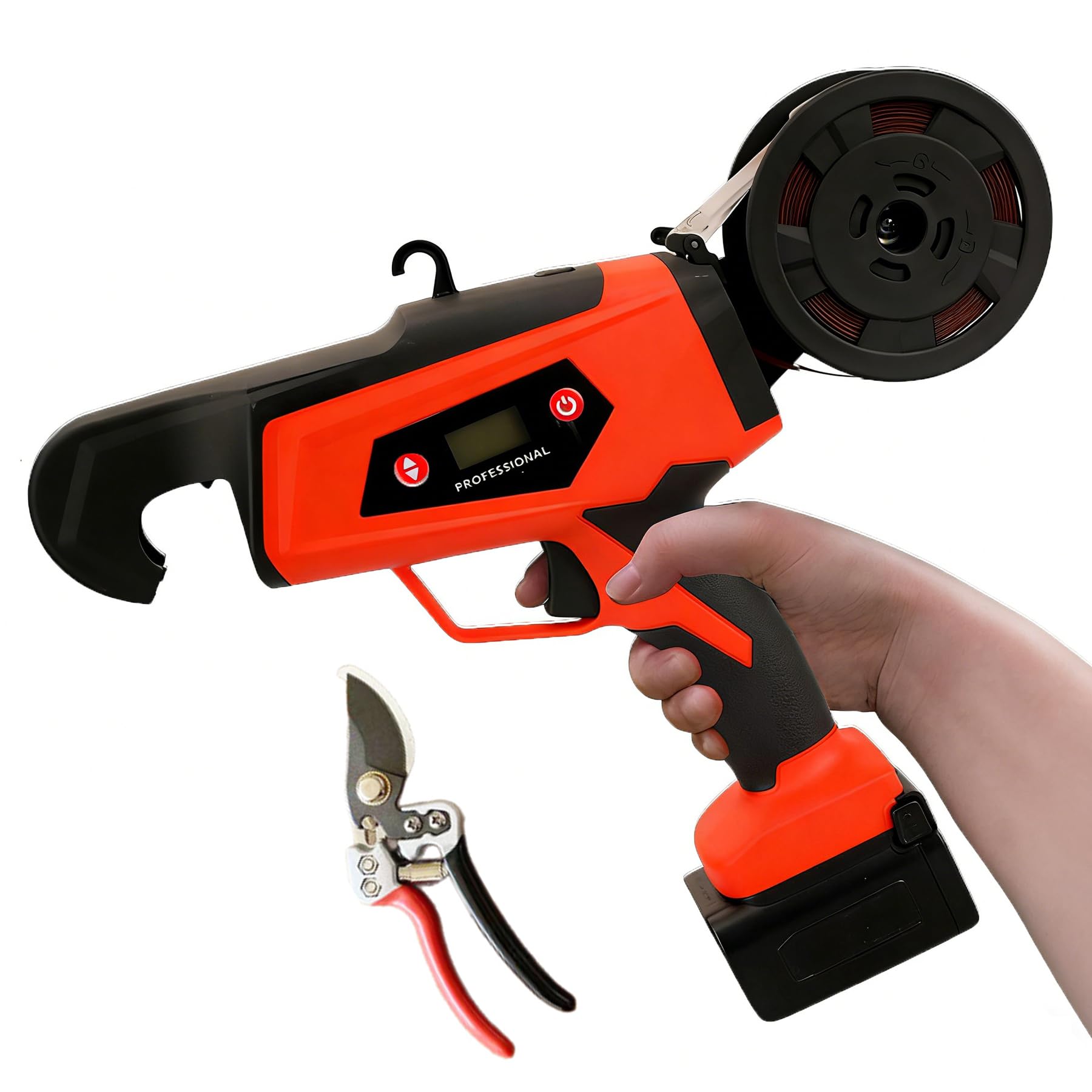 Máquina para Atar Viñas, Máquina Eléctrica para Atar Plantas De Jardinería, Pistola para Uvas, Tomates, Pepinos, Pimientos Y Flores, Máquina Atadora De Plantas Eléctrica（con Tijeras de podar）